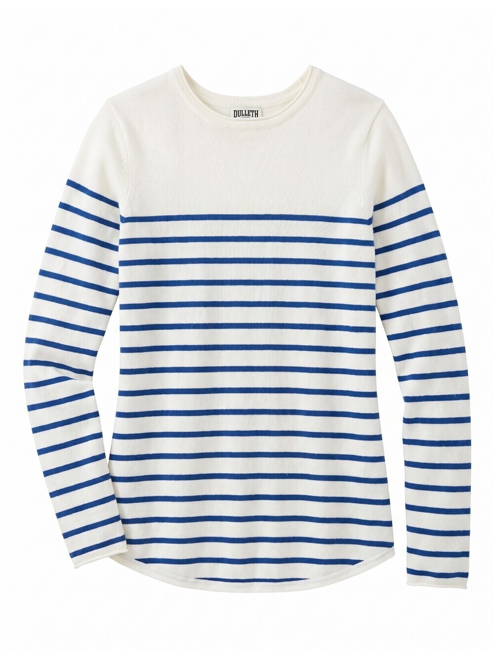 Duluth Trading Women's XS White Blue Striped Crew Neck Sweater - Picture 1 of 8